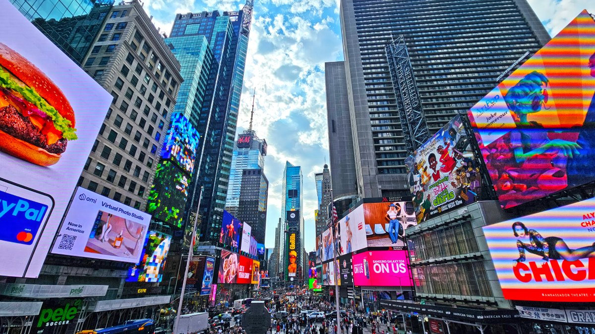 Street scene with marketing and advertising posters