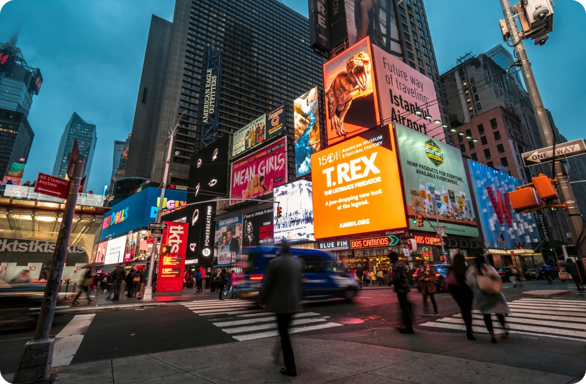 Evening lights in Times Square, New York